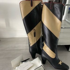 🎄GUCCI GG Zumi Horsebit Diagonal stripe boots - NWT